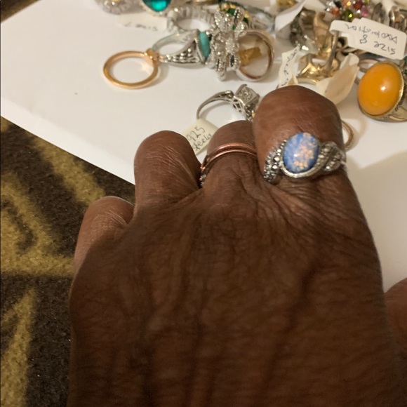 Avon Jewelry - Rare Vintage Avon Silver Tone Blue Opal & Faux Marcasite Accents Ring size 8